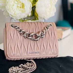 Miu Miu Pink Quilted Chain Shoulder Bag